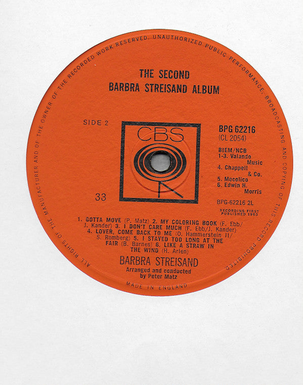 Barbra Streisand - The Second Barbra Streisand Album - LP