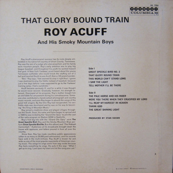 Roy Acuff And His Smoky Mountain Boys - That Glory Bound Train - LP