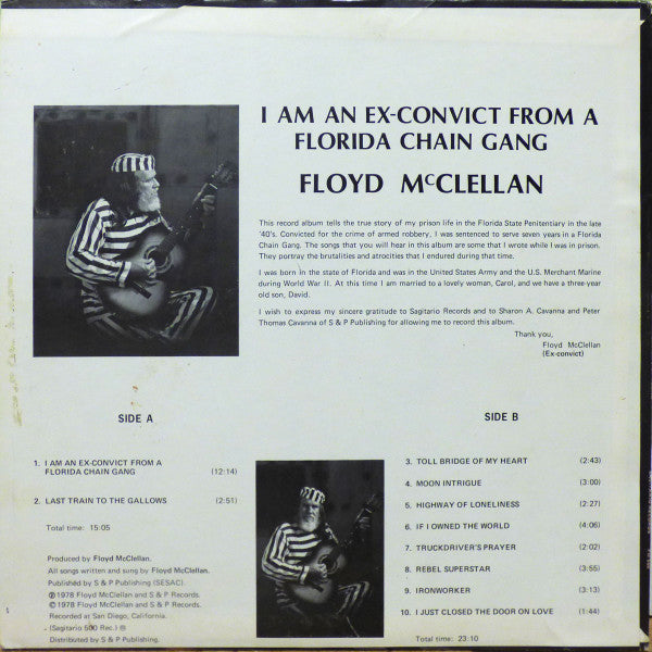 Floyd McClellan - I Am An Ex-Convict From A Florida Chain Gang - LP