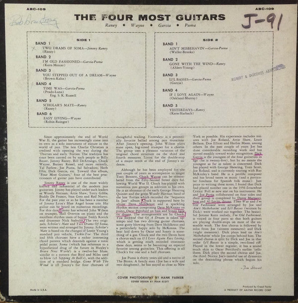 Jimmy Raney, Chuck Wayne, Joe Puma, Dick Garcia - The Fourmost Guitars - LP