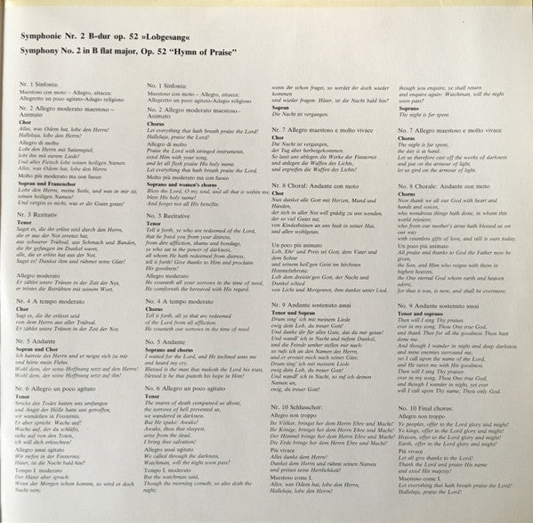 Felix Mendelssohn Bartholdy*, Herbert Von Karajan, Berliner Philharmoniker, Edith Mathis, Liselotte Rebmann, Werner Hollweg, Chor Der Deutschen Oper Berlin - Symphonien Nr. 1 & 2 "Lobgesang" - LP