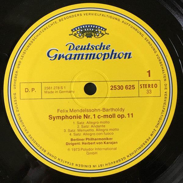 Felix Mendelssohn Bartholdy*, Herbert Von Karajan, Berliner Philharmoniker, Edith Mathis, Liselotte Rebmann, Werner Hollweg, Chor Der Deutschen Oper Berlin - Symphonien Nr. 1 & 2 "Lobgesang" - LP