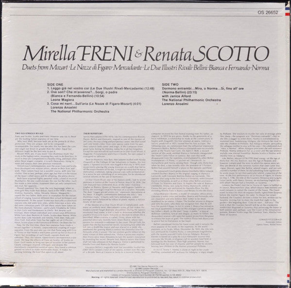 Mirella Freni, Renata Scotto - Duets From Mozart - Mercadante - Bellini - LP