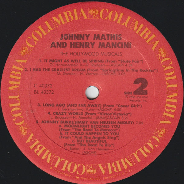 Johnny Mathis And Henry Mancini - The Hollywood Musicals - LP