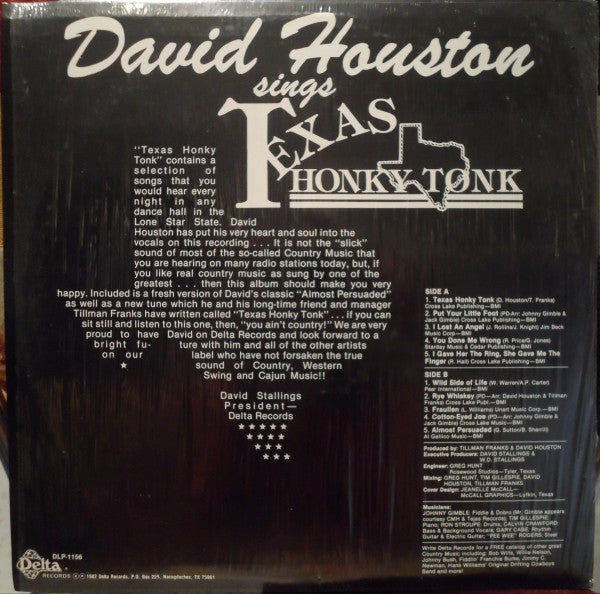 David Houston - David Houston Sings Texas Honky Tonk - LP