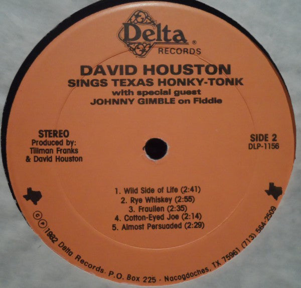 David Houston - David Houston Sings Texas Honky Tonk - LP