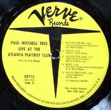 Paul Mitchell Trio - Live At The Atlanta Playboy Club - LP