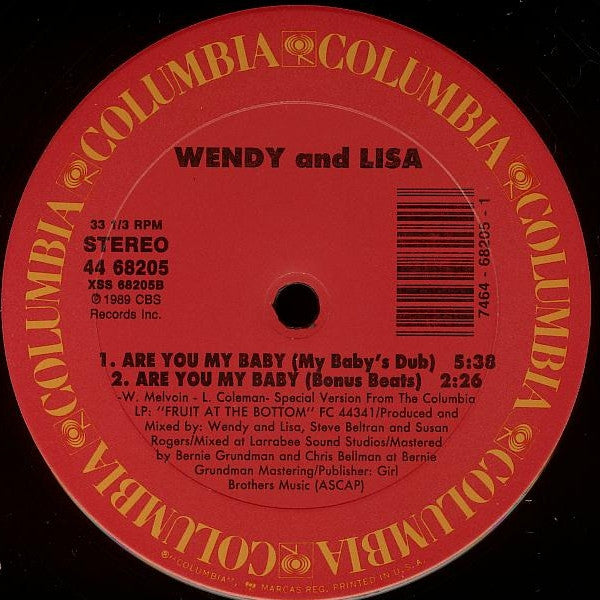 Wendy & Lisa - Are You My Baby (12" Mixes) - LP