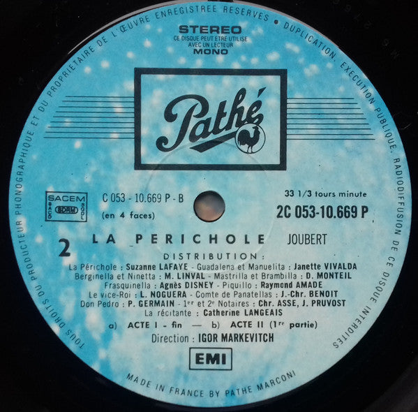 Offenbach*, Suzanne Lafaye, Raymond Amade, Louis Noguera, Igor Markevitch - La Périchole - LP