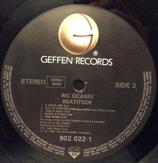 Ric Ocasek - Beatitude - LP