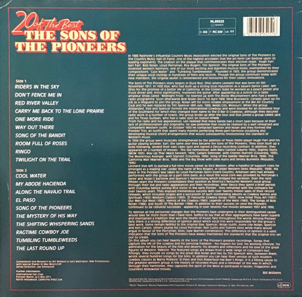 The Sons Of The Pioneers - 20 Of The Best - LP