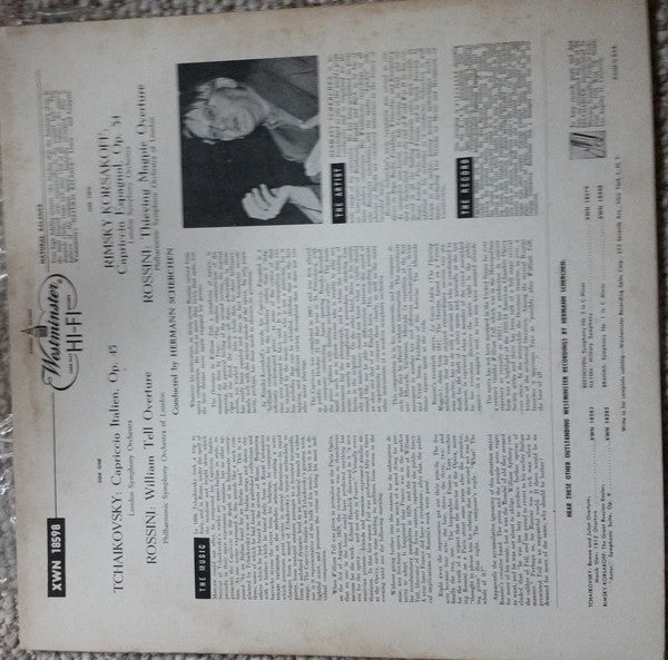 Philharmonic Symphony Orchestra Of London*, The London Symphony Orchestra, Hermann Scherchen - Tchaikovsky: Capriccio Italien; Rimsky-Korsakoff: Capriccio Espagnol; Rossini: William Tell Overture; Thieving Magpie Overture - LP
