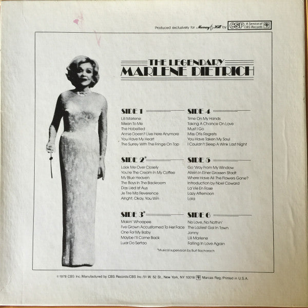 Marlene Dietrich - The Legendary Marlene Dietrich - LP