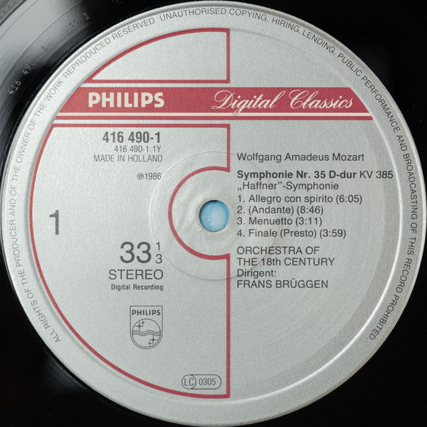 Mozart*, Orchestra Of The 18th Century, Frans Brüggen - Symphonies No 31 "Paris", No 35 "Haffner" - LP