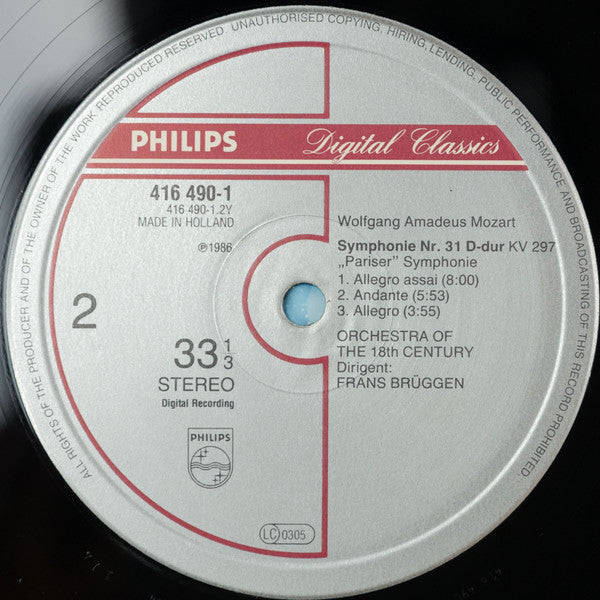 Mozart*, Orchestra Of The 18th Century, Frans Brüggen - Symphonies No 31 "Paris", No 35 "Haffner" - LP
