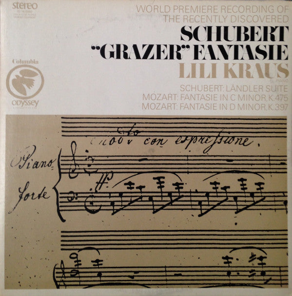 Lili Kraus - Schubert "Grazer"; Landler Suite/Mozart: Fantasies In C Minor And D Minor - LP