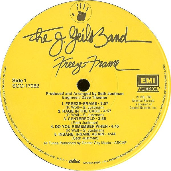 The J. Geils Band - Freeze-Frame - LP