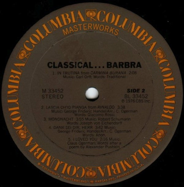 Barbra Streisand - Classical ... Barbra - LP