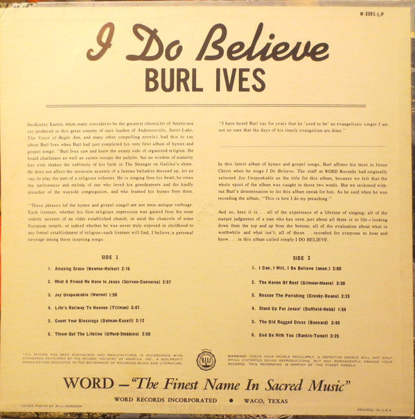 Burl Ives - I Do Believe - LP