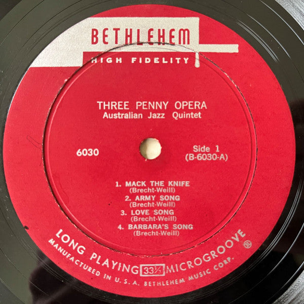 The Australian Jazz Quintet - Modern Jazz Performance Of Kurt Weill's Three Penny Opera - LP
