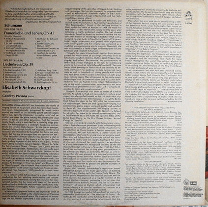 Schumann* / Elisabeth Schwarzkopf - Geoffrey Parsons  - Frauenliebe Und Leben, Op. 42 / Liederkreis, Op. 39 (Eichendorff) - LP