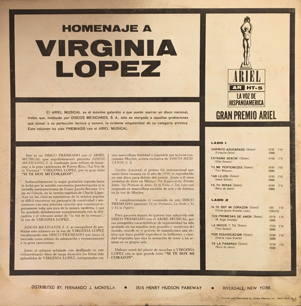 Maylen Con Trio Y Ritmos - Homenaje A Virginia Lopez - LP