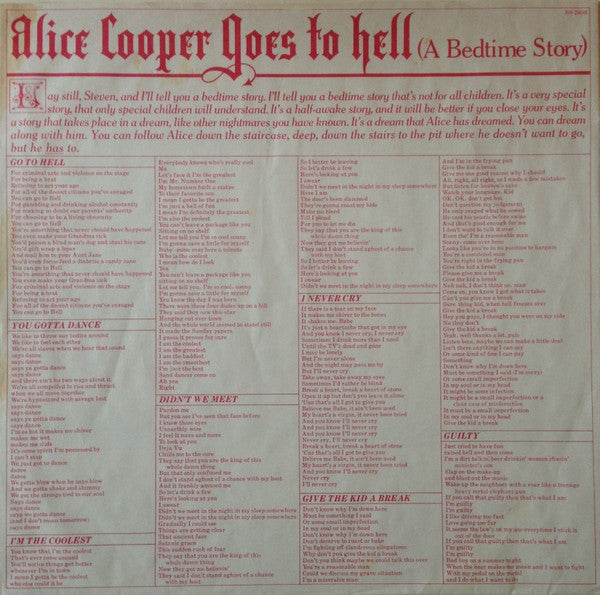 Alice Cooper (2) - Alice Cooper Goes To Hell - LP