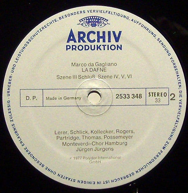 Marco Da Gagliano, Jürgen Jürgens - La Dafne - LP