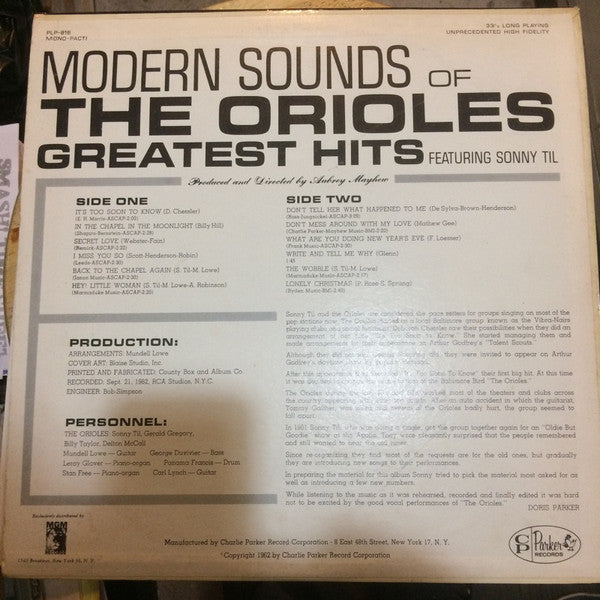 The Orioles - Modern Sounds Of The Orioles Greatest Hits