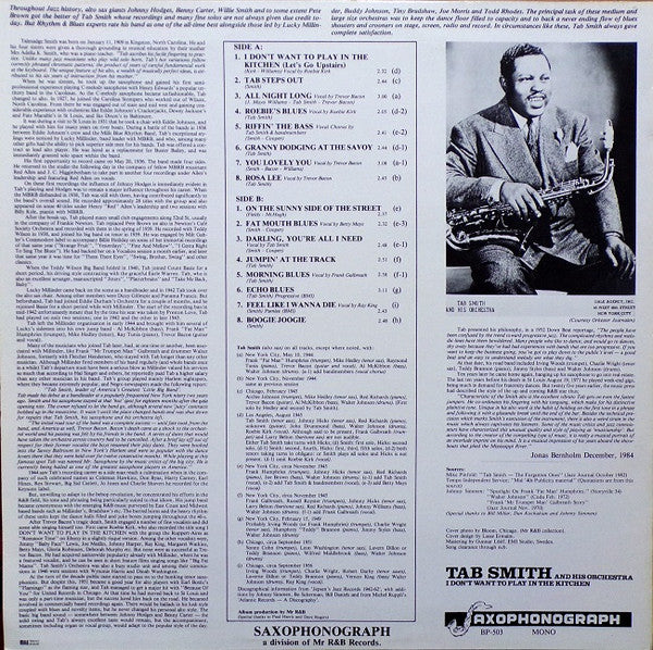 Tab Smith And His Orchestra* - I Don't Want To Play In The Kitchen - LP