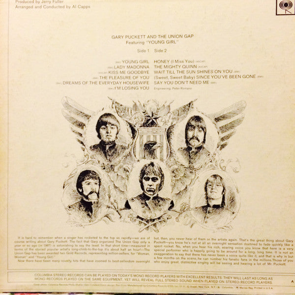 Gary Puckett And The Union Gap* - Gary Puckett And The Union Gap Featuring "Young Girl" - LP