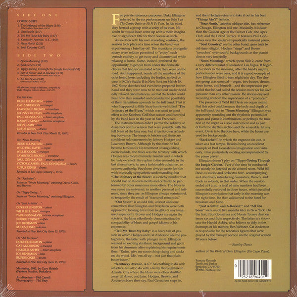The Duke Ellington Small Bands - Intimacy Of The Blues - LP