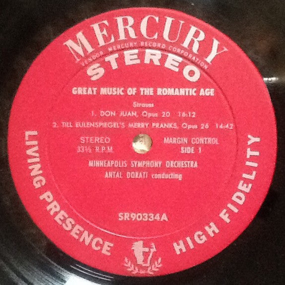 Richard Strauss, Paul Paray, Antal Dorati, Minneapolis Symphony Orchestra, Detroit Symphony Orchestra - Great Music Of The Romantic Age - LP