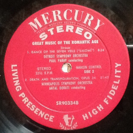 Richard Strauss, Paul Paray, Antal Dorati, Minneapolis Symphony Orchestra, Detroit Symphony Orchestra - Great Music Of The Romantic Age - LP