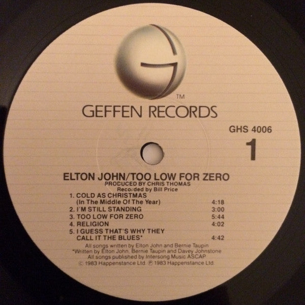 Elton John - Too Low For Zero - LP
