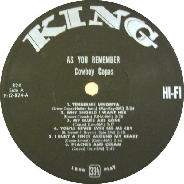 Cowboy Copas - As You Remember - LP