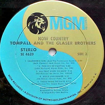 Tompall & The Glaser Brothers* - Now Country - LP