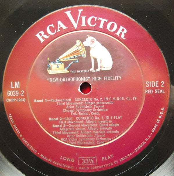 Artur Rubinstein* - Reiner*, Chicago Symphony* / Wallenstein*, RCA Victor Symphony* - Grieg* / Liszt* / Rachmaninoff* - The Concerto - LP