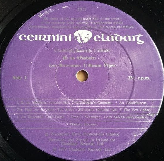 Leo Rowsome - Rí Na bPíobairí - The King Of The Pipers - LP