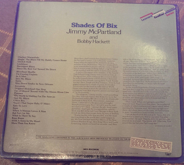 Jimmy McPartland And Bobby Hackett - Shades Of Bix - LP