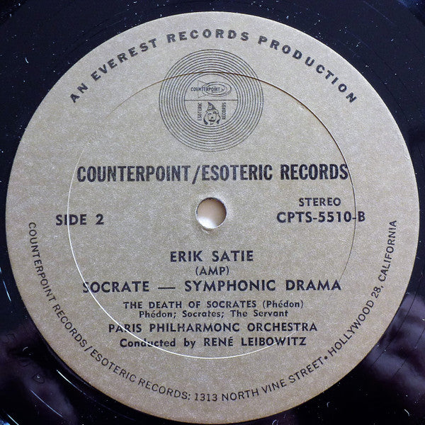 Erik Satie, The Paris Philharmonic Orchestra* Conducted By René Leibowitz - Socrate (Symphonic Drama) - LP