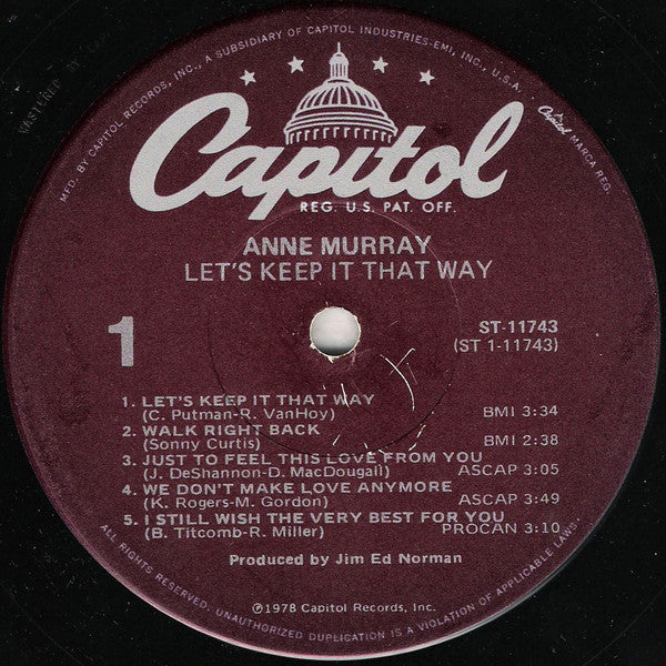Anne Murray - Let's Keep It That Way - LP