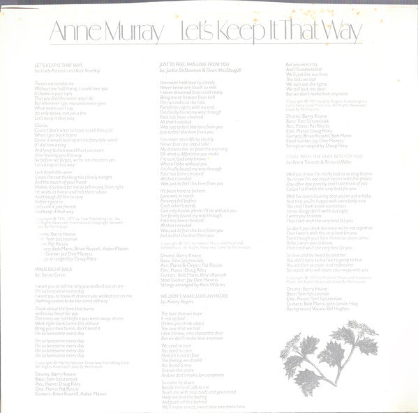 Anne Murray - Let's Keep It That Way - LP