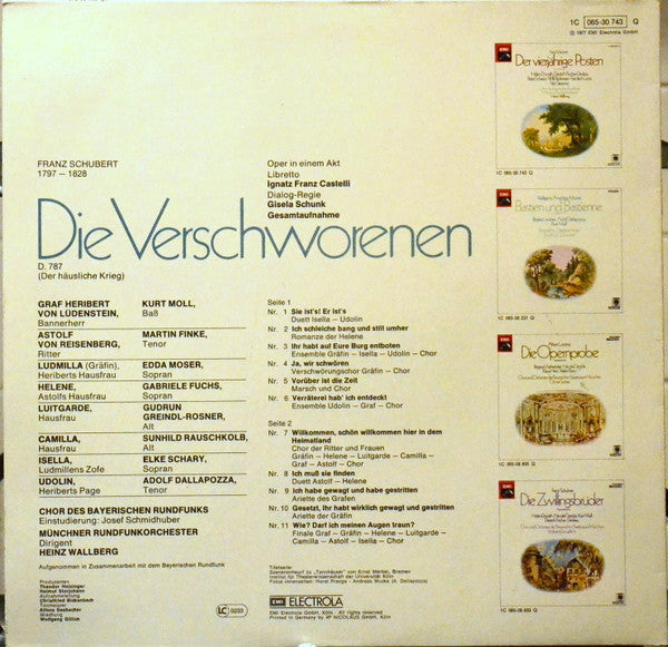 Franz Schubert / Edda Moser • Gabriele Fuchs • Elke Schary • Kurt Moll • Adolf Dallapozza • Martin Finke , Chor Des Bayerischen Rundfunks, Münchner Rundfunkorchester, Heinz Wallberg - Die Verschworenen (Gesamtaufnahme) - LP