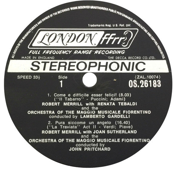 Robert Merrill - Robert Merrill And The Prima Donnas - LP