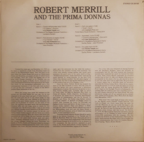 Robert Merrill - Robert Merrill And The Prima Donnas - LP