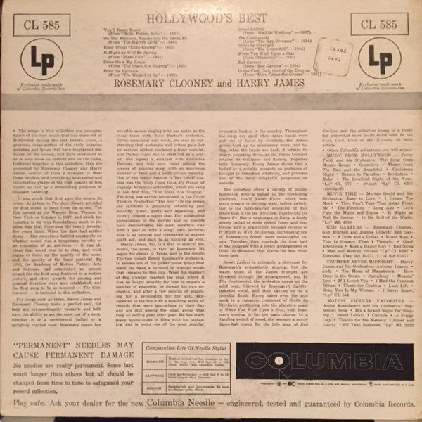 Rosemary Clooney & Harry James (2) with Harry James And His Orchestra - Hollywood's Best - LP