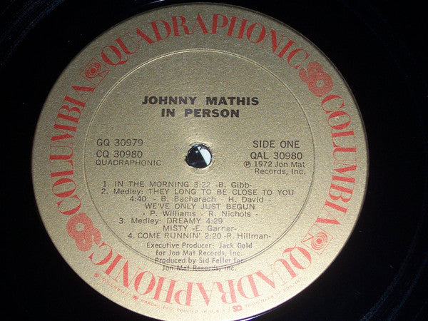 Johnny Mathis - In Person - Recorded Live At Las Vegas - LP
