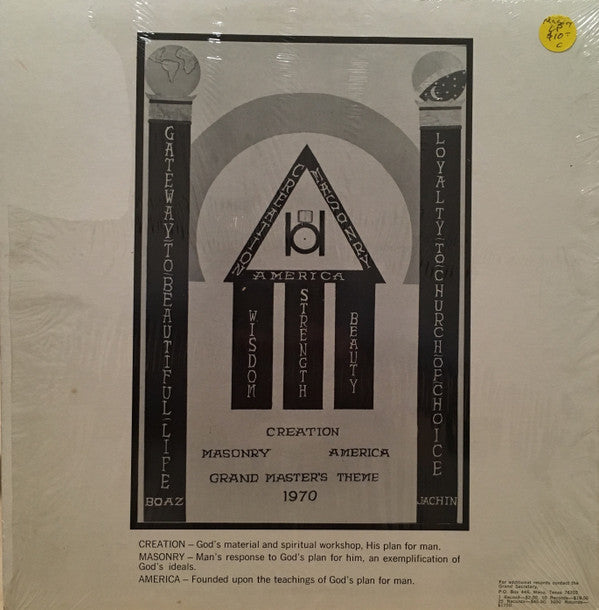 Various - Creation, Masonry, America: Grand Master's Theme -- 1970 - LP