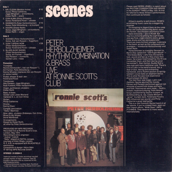 Peter Herbolzheimer, Rhythm Combination & Brass* - Scenes (Live At Ronnie Scott's Club) - LP